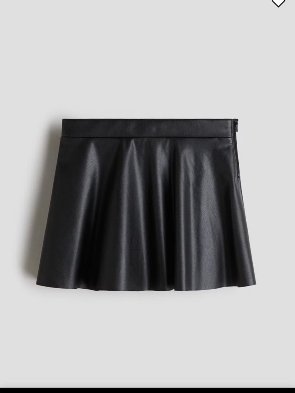 H&M Black Faux Leather Flared Mini Skirt